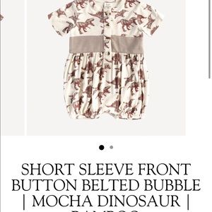 Mocha gray red pink dinosaur Dino button belted bubble outfit bamboo fabric KQ